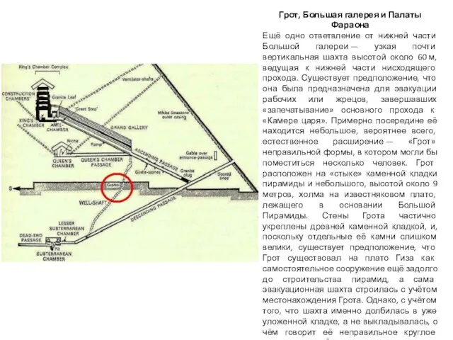 Грот, Большая галерея и Палаты Фараона Ещё одно ответвление от