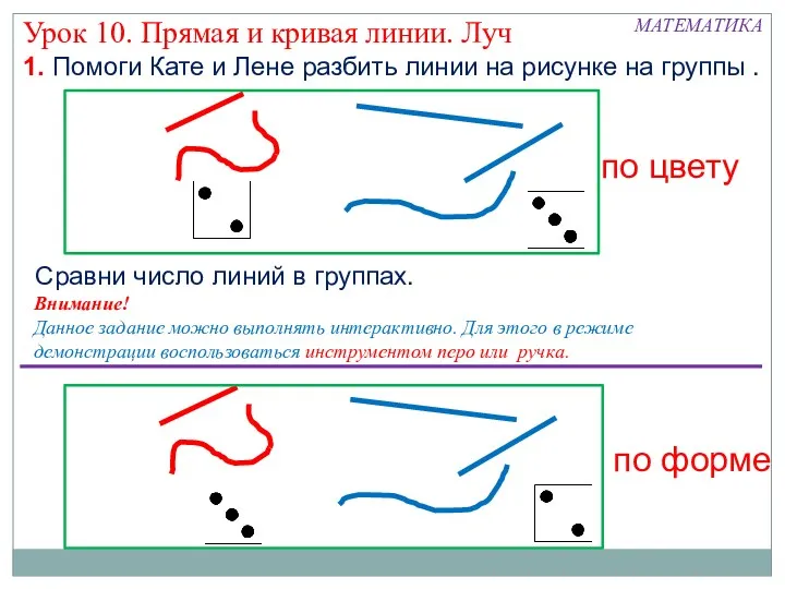 1. Помоги Кате и Лене разбить линии на рисунке на