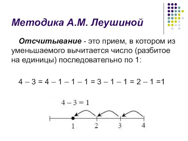 Методика А.М. Леушиной Отсчитывание - это прием, в котором из