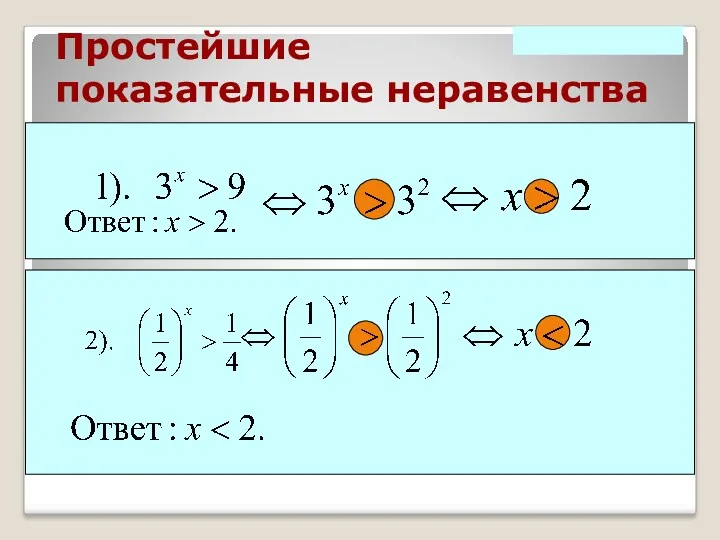 Простейшие показательные неравенства