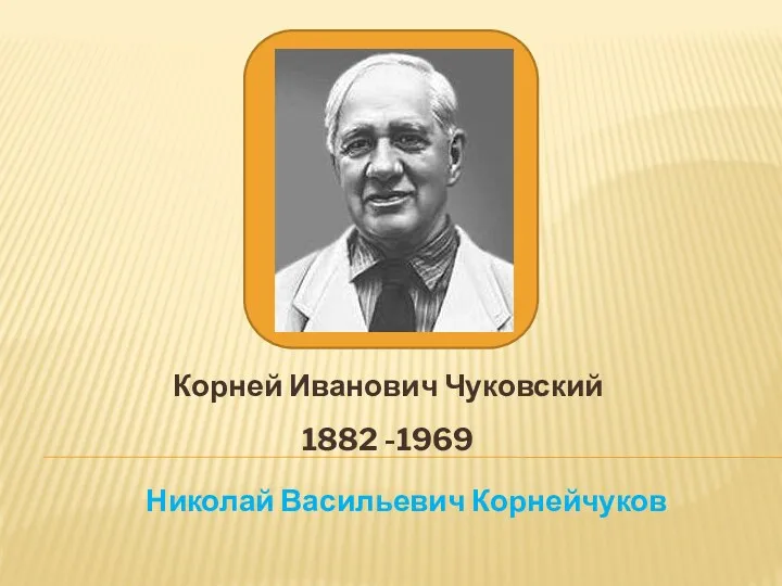 Корней Иванович Чуковский 1882 -1969 Николай Васильевич Корнейчуков