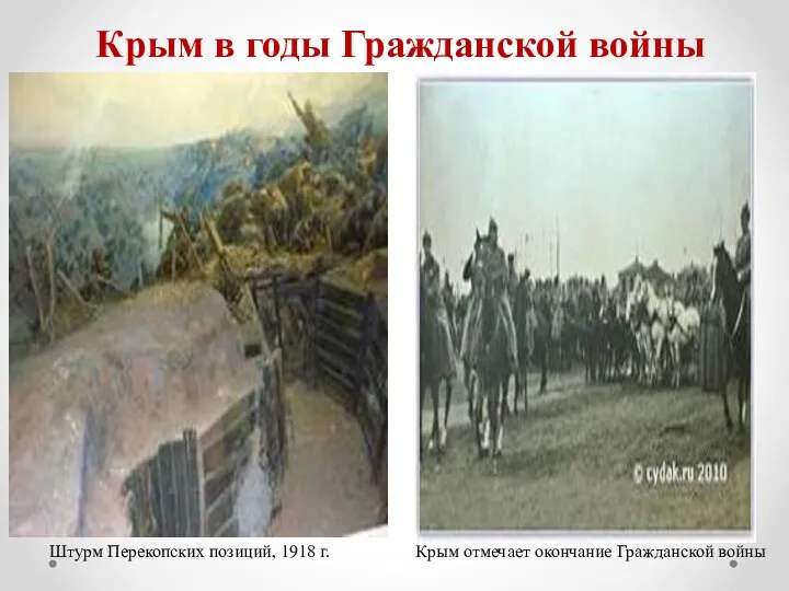 Штурм Перекопских позиций, 1918 г. Крым в годы Гражданской войны Крым отмечает окончание Гражданской войны