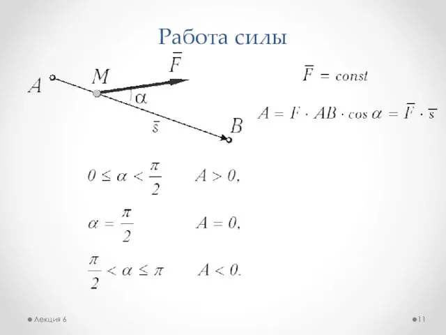 Работа силы Лекция 6