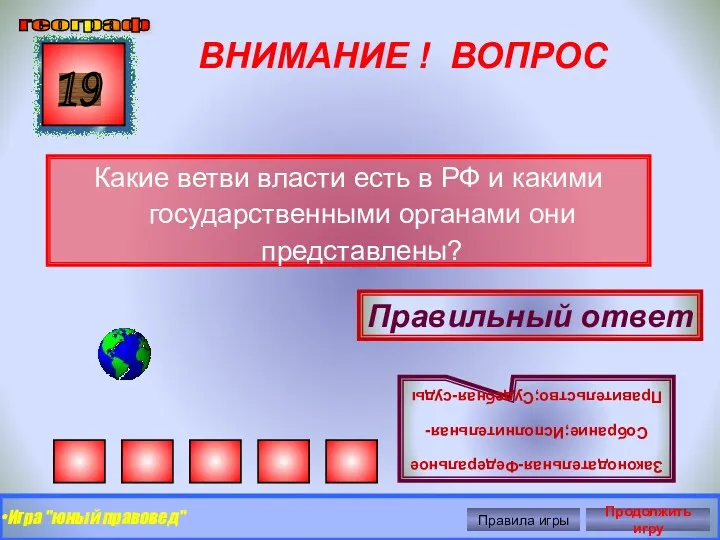 ВНИМАНИЕ ! ВОПРОС Какие ветви власти есть в РФ и