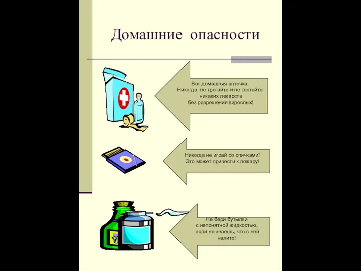 Домашние опасности Не бери бутылки с непонятной жидкостью, если не