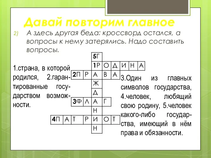 А здесь другая беда: кроссворд остался, а вопросы к нему