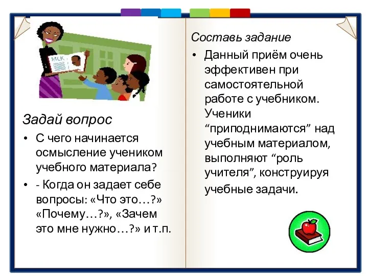 Задай вопрос С чего начинается осмысление учеником учебного материала? - Когда он задает