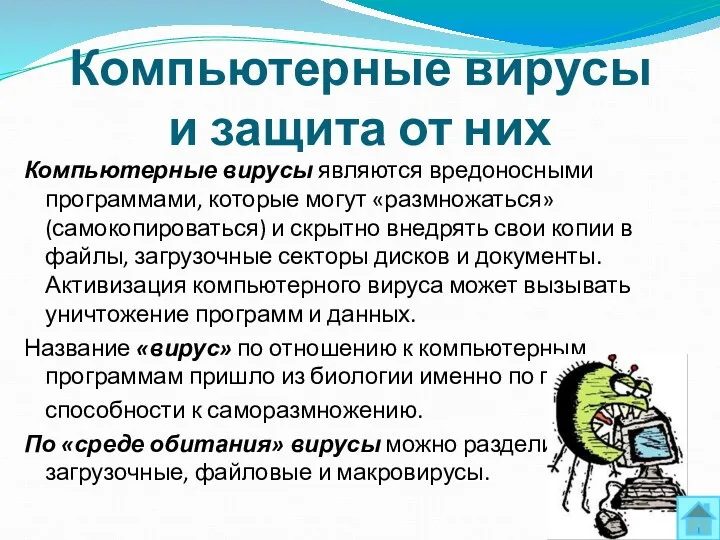 Компьютерные вирусы и защита от них Компьютерные вирусы являются вредоносными