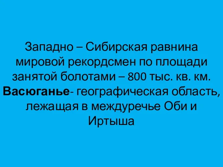 Западно – Сибирская равнина мировой рекордсмен по площади занятой болотами