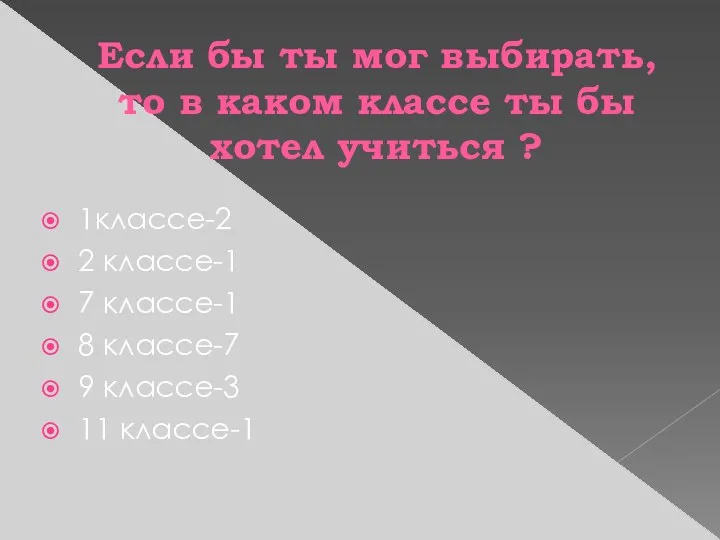 Если бы ты мог выбирать, то в каком классе ты