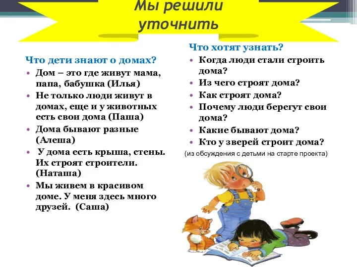 Мы решили уточнить Что дети знают о домах? Дом – это где живут