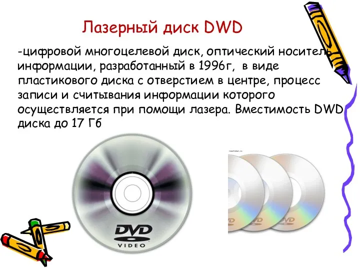 Лазерный диск DWD -цифровой многоцелевой диск, оптический носитель информации, разработанный
