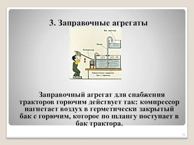 3. Заправочные агрегаты Заправочный агрегат для снабжения тракторов горючим действует