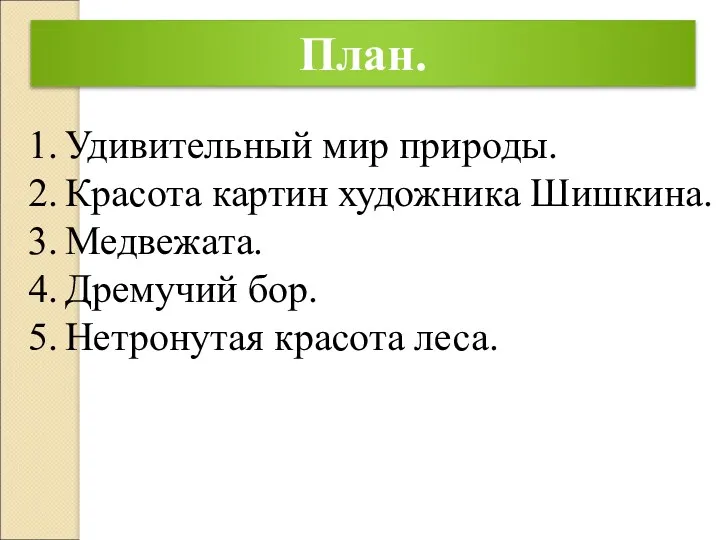 План. Удивительный мир природы. Красота картин художника Шишкина. Медвежата. Дремучий бор. Нетронутая красота леса.