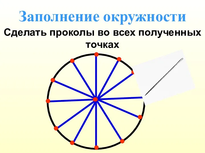 Заполнение окружности Сделать проколы во всех полученных точках