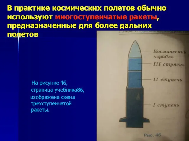 В практике космических полетов обычно используют многоступенчатые ракеты, предназначенные для