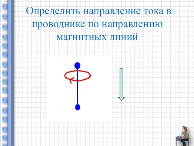 Определить направление тока в проводнике по направлению магнитных линий