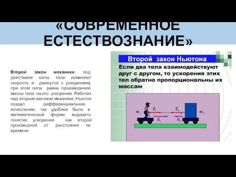 «СОВРЕМЕННОЕ ЕСТЕСТВОЗНАНИЕ» Второй закон механики: под действием силы тела изменяют