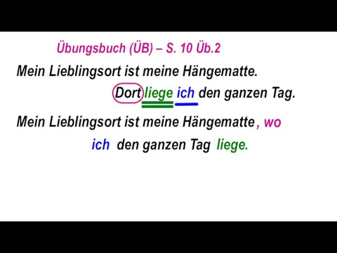 Übungsbuch (ÜB) – S. 10 Üb.2 Mein Lieblingsort ist meine