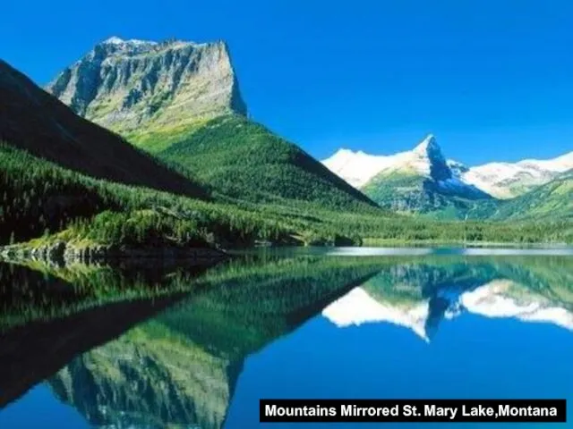 Mountains Mirrored St. Mary Lake,Montana