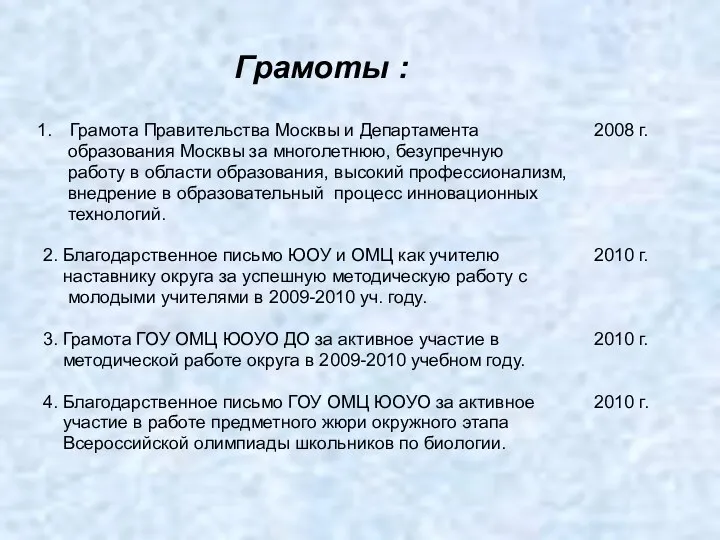 Грамоты : Грамота Правительства Москвы и Департамента 2008 г. образования