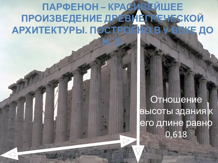 Парфенон – красивейшее произведение древнегреческой архитектуры. Построено в V веке