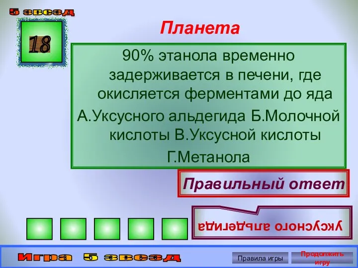 Планета 90% этанола временно задерживается в печени, где окисляется ферментами