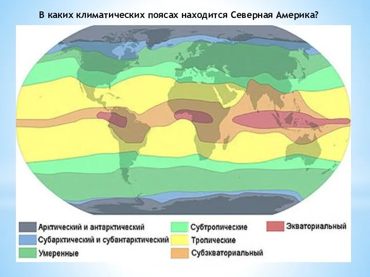 В каких климатических поясах находится Северная Америка?