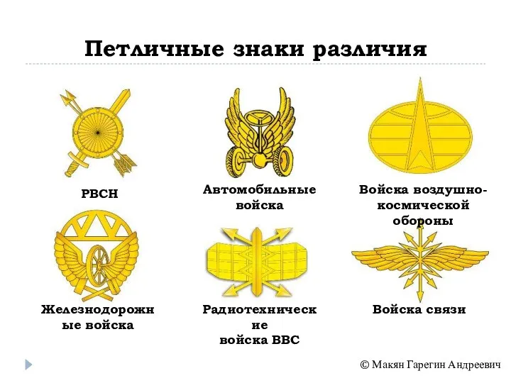 Петличные знаки различия РВСН Автомобильные войска Войска воздушно-космической обороны Железнодорожные