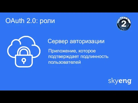 ф Сервер авторизации OAuth 2.0: роли Приложение, которое подтверждает подлинность пользователей