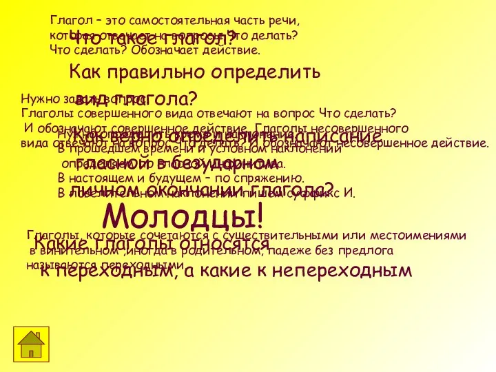 Что такое глагол? Как правильно определить вид глагола? Как верно