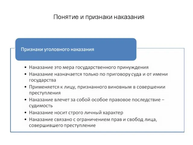 Понятие и признаки наказания