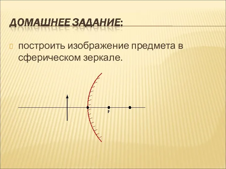 построить изображение предмета в сферическом зеркале.