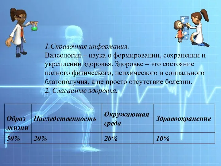 1.Справочная информация. Валеология – наука о формировании, сохранении и укреплении