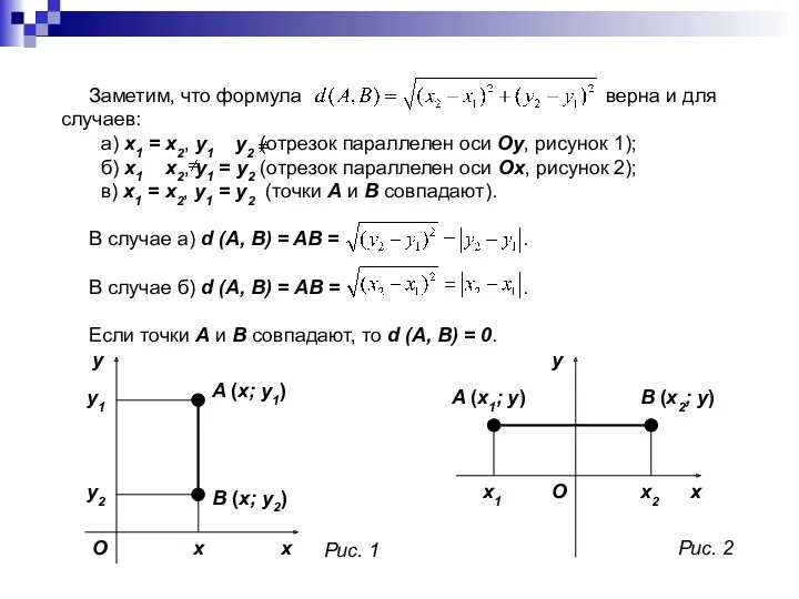 Заметим, что формула верна и для случаев: а) х1 =