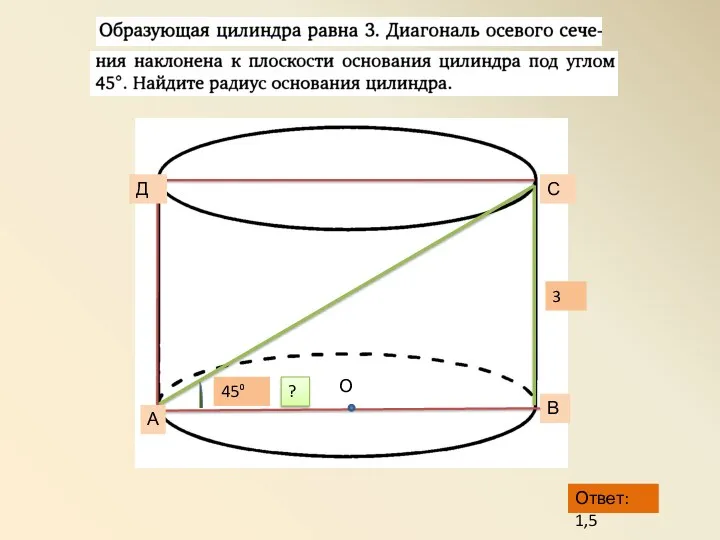 В С А Д О ? 45⁰ 3 Ответ: 1,5