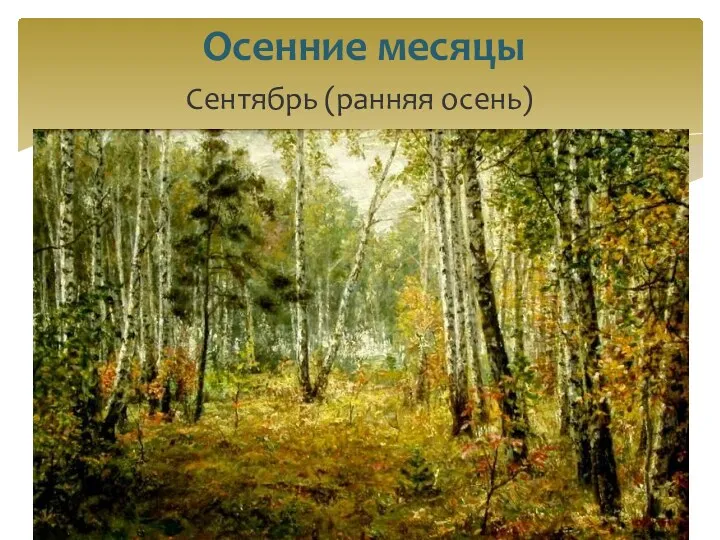 Осенние месяцы Сентябрь (ранняя осень)