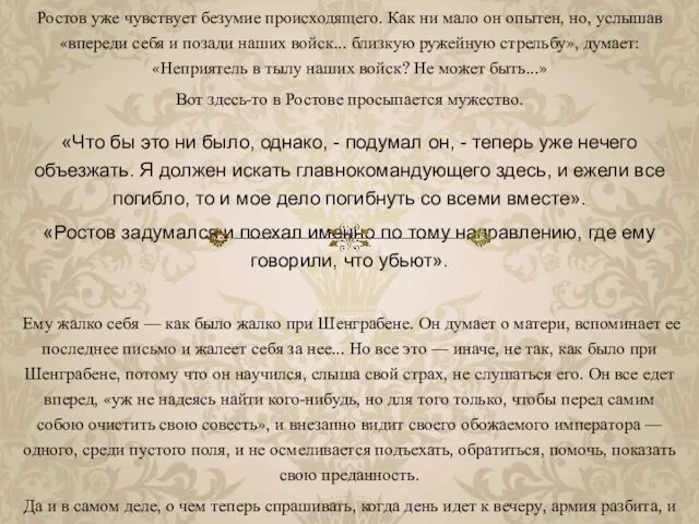 Ростов уже чувствует безумие происходящего. Как ни мало он опытен,