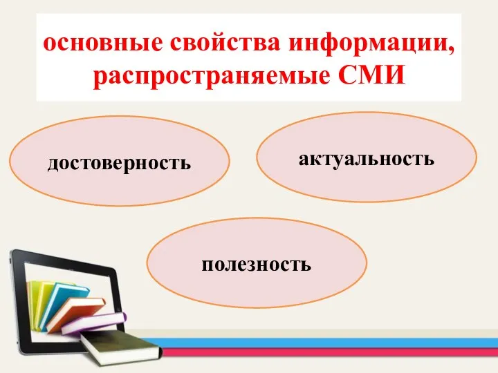 основные свойства информации, распространяемые СМИ достоверность полезность актуальность