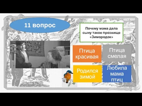 Почему мама дала сыну такое прозвище «Зимородок» 11 вопрос