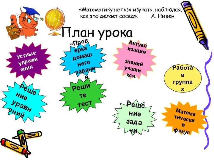 План урока «Математику нельзя изучать, наблюдая, как это делает сосед».