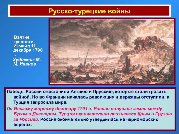 Русско-турецкие войны Взятие крепости Измаил 11 декабря 1790 г. Художник