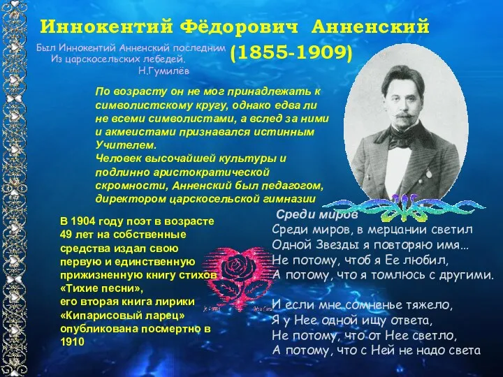Иннокентий Фёдорович Анненский (1855-1909) Среди миров Среди миров, в мерцании