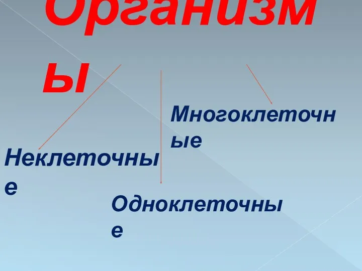 Организмы Неклеточные Одноклеточные Многоклеточные