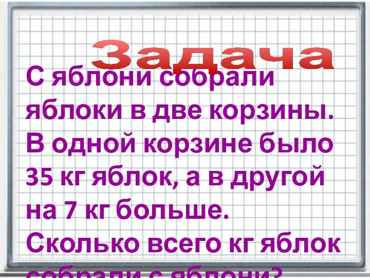 С яблони собрали яблоки в две корзины. В одной корзине