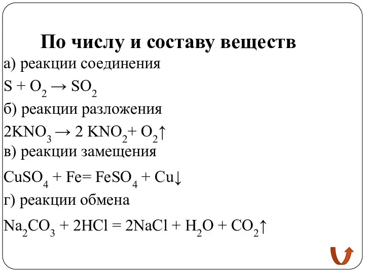 По числу и составу веществ а) реакции соединения S + O2 → SO2
