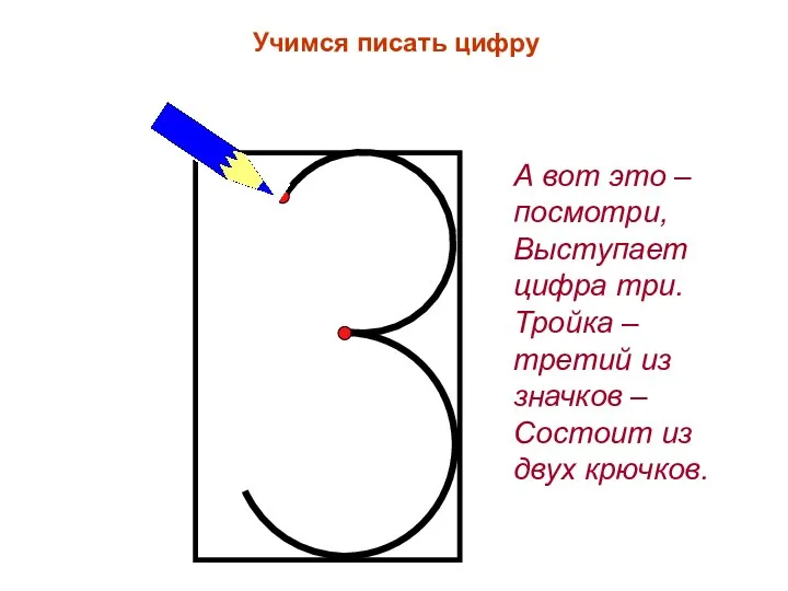 Учимся писать цифру А вот это – посмотри, Выступает цифра