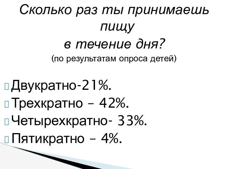 Сколько раз ты принимаешь пищу в течение дня? (по результатам