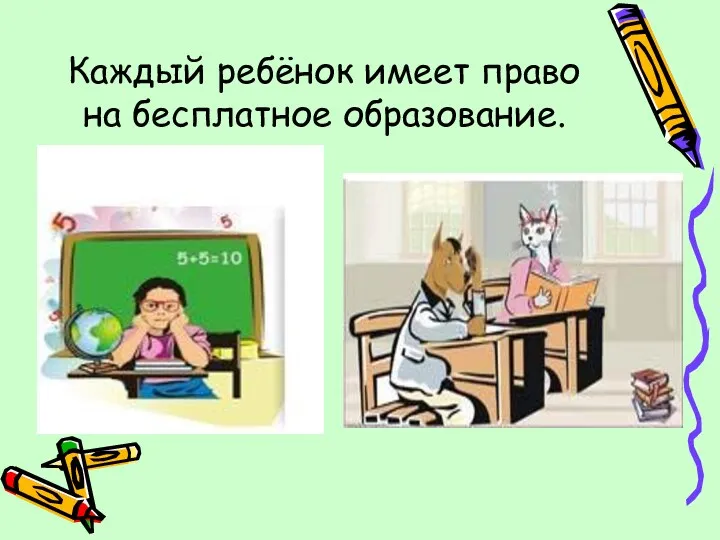 Каждый ребёнок имеет право на бесплатное образование.