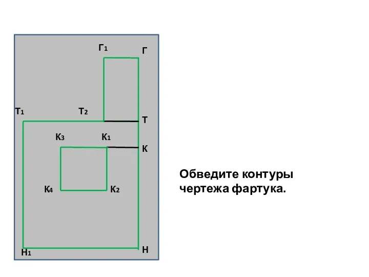 Обведите контуры чертежа фартука.